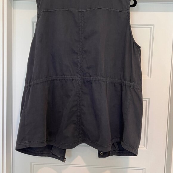 Caslon Women's XL Blue Cotton Tencel Classic Drawstring Waist Full-Zip Utility V - Picture 7 of 9